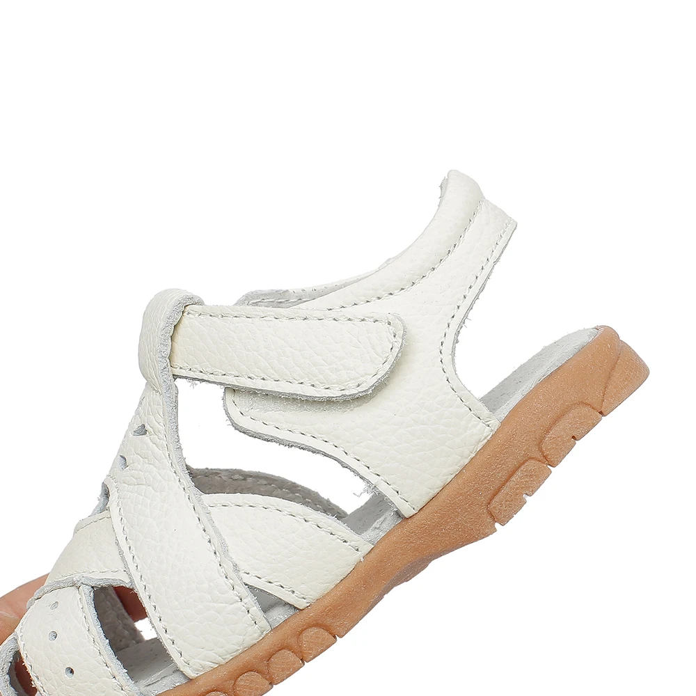 Genuine leather soft closed toe cut out children Girls sandals flat toddler Summer shoes 5