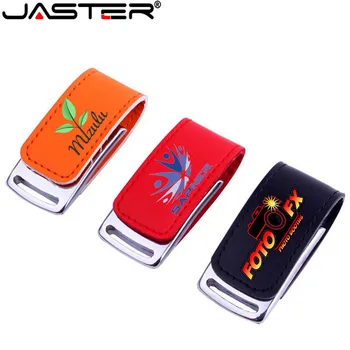 

JASTER Customer 10pcs free LOGO wholesale metal leather usb flash drive pendrive 4GB 8GB 16GB 32GB 64GB memory stick U disk