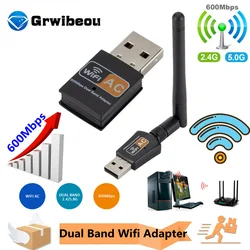 600Mbps USB Wifi Adapter 5.8GHz+2.4GHz 150Mbps USB2.0 Receiver Wireless Network Card Lan Wi-Fi High Laptop PC Mini Wi-fi Dongle