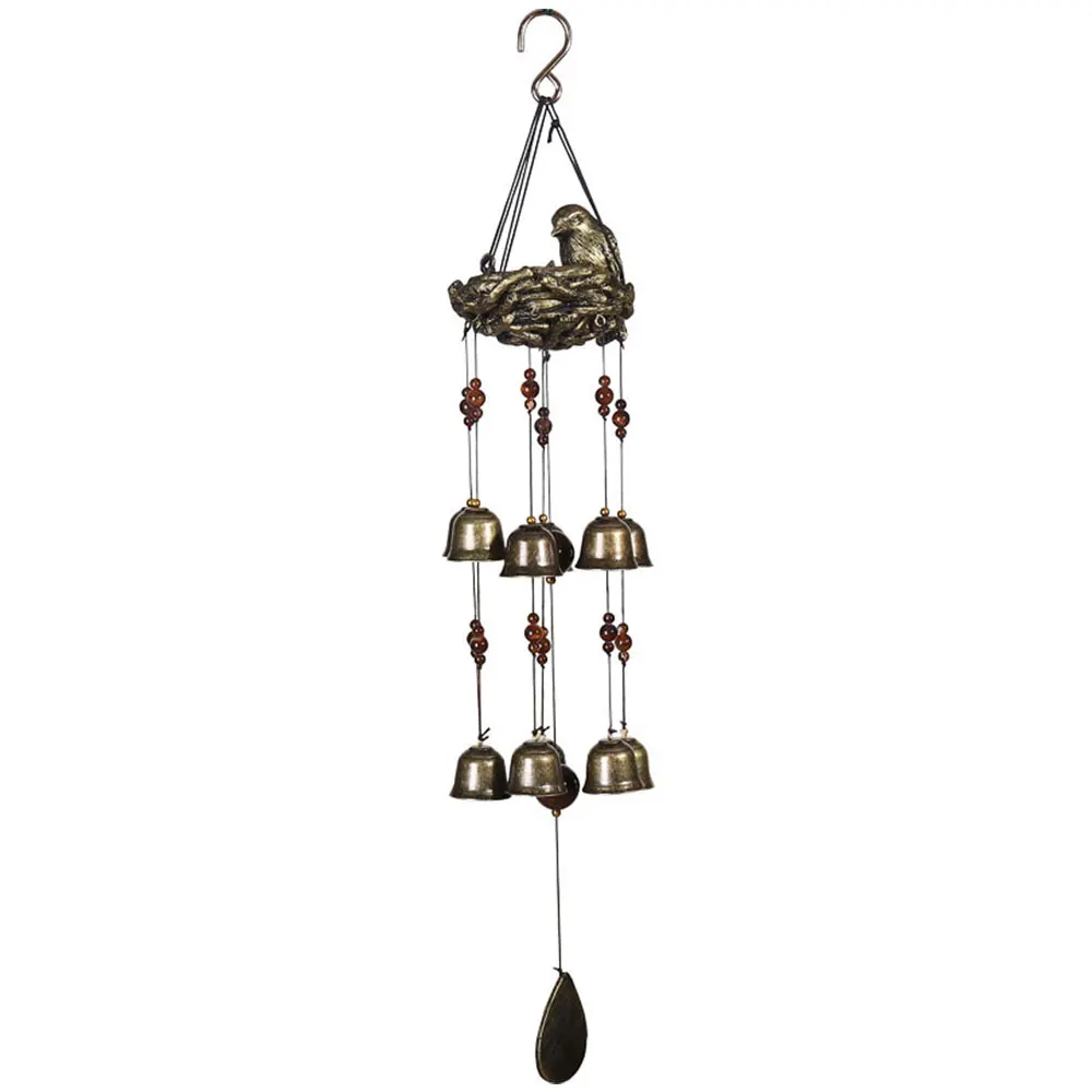 Wind Chime Bird Bells Chimes with 12 Wind Bells Hanging Decor Bird Nest Christmas Room Hanging for Garden Backyard Decoration