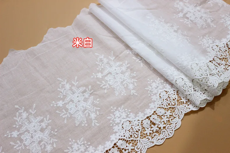

Изысканное белое хлопчатобумажное кружево с вышивкой, одежда, аксессуары для домашнего текстиля, Ширина 26 см