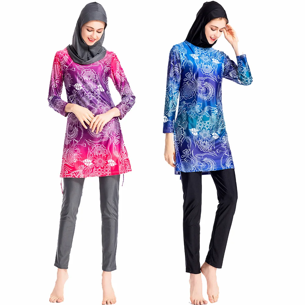 

Hot Selling Middle East Women Digital Printing Bathing Suit Women's Sportswear Conservative Bathing Suit AliExpress Amazon L062
