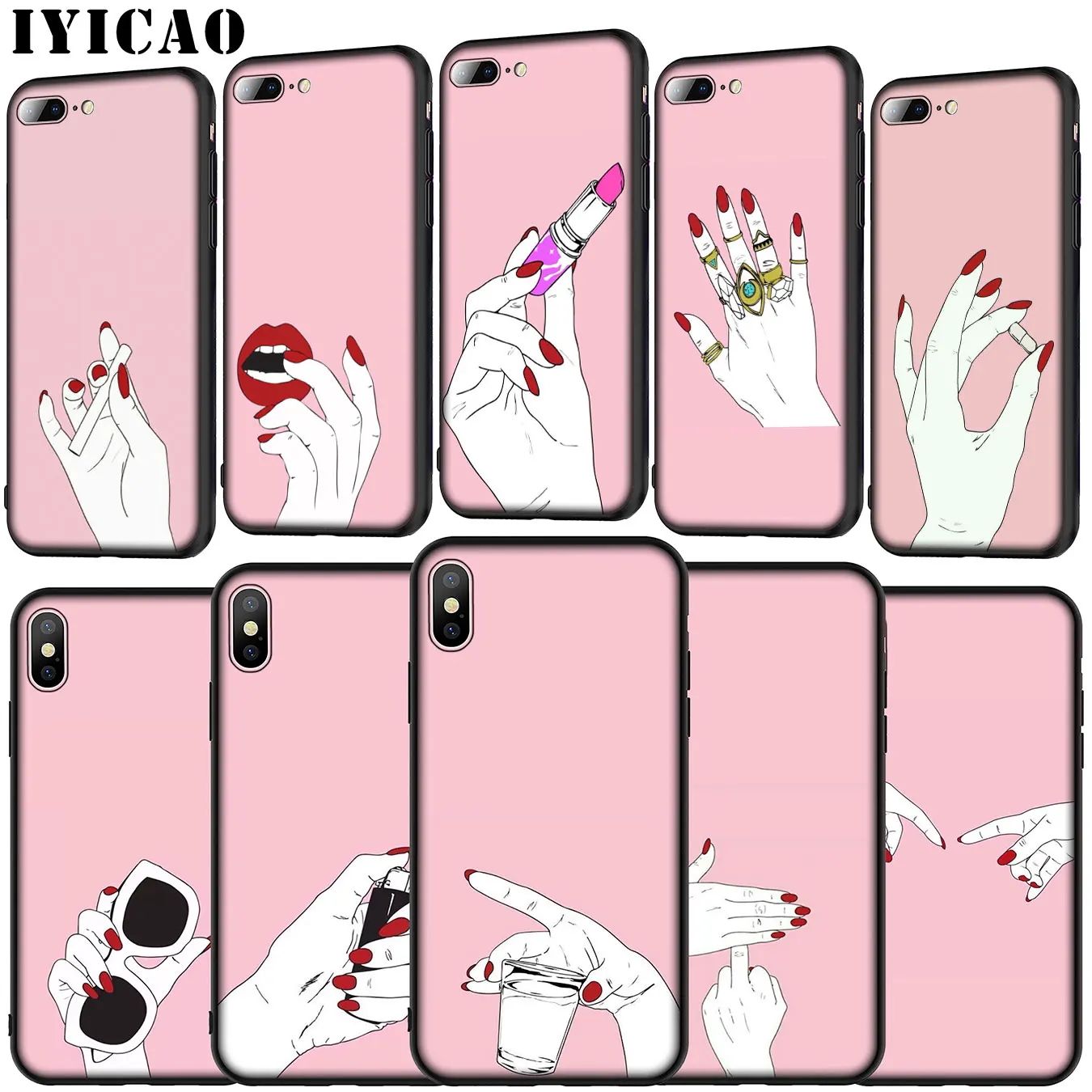 IYICAO лучший друг розовые руки мягкий силиконовый чехол для iPhone 11 Pro XR X XS Max 6 6S 7 8 Plus 5