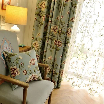 

Bedroom Curtains Green Window Black Out Curtains Finished Drape Blinds Curtain For Living Room Floral Curtain Window Screening