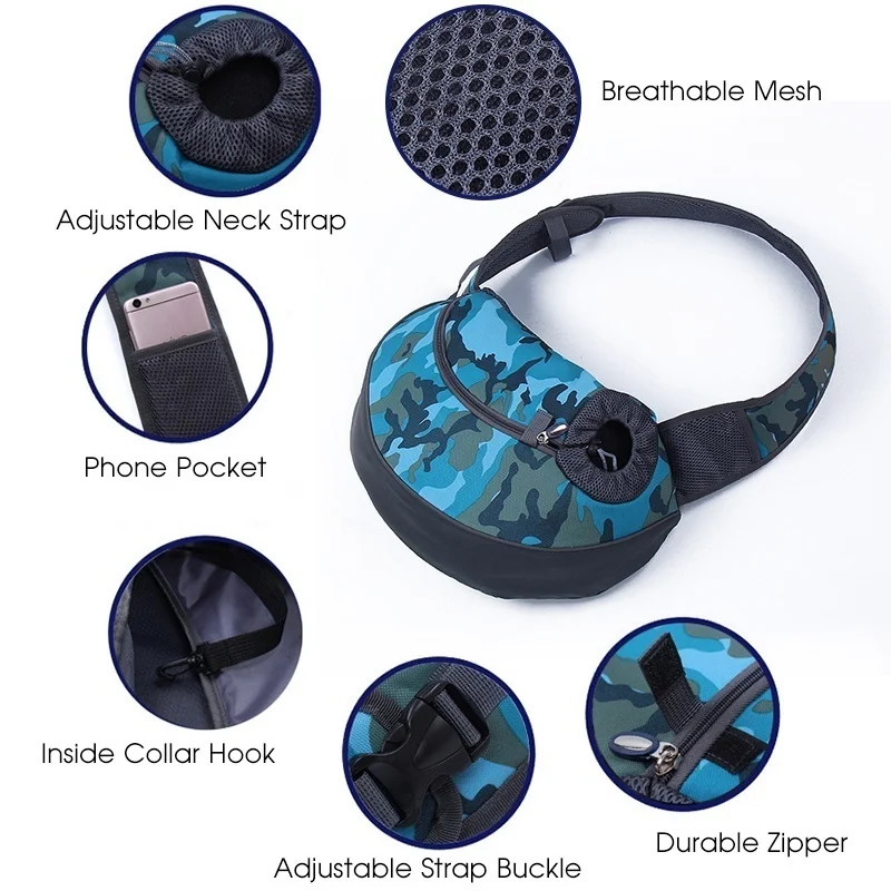 Pet Puppy Carrier Outdoor Travel Handbag Pouch Mesh Oxford Single Shoulder Bag Sling Mesh Comfort Travel Bag