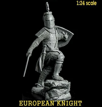 

1/24 75mm ancient European Knight stand with BASE Resin figure Model kits Miniature gk Unassembly Unpainted