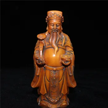 

Chinese old craft Bone Carving God of Wealth Buddha Decoration statue