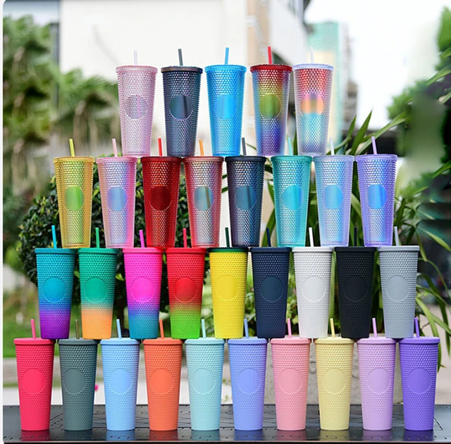 blank plain 24oz 700ml 710ml double wall plastic tumbler cup with straw