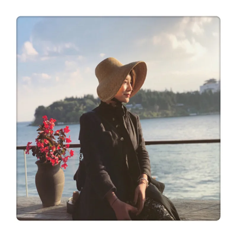 04-HH6024 Parent child style handmade straw Lolita Rural style British holiday kids sun cap children girl leisure hat