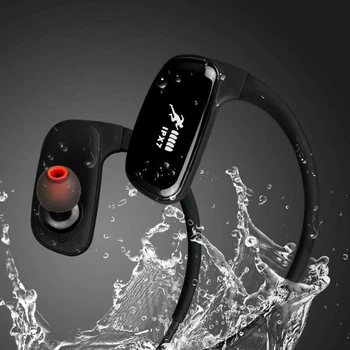 

SM828 IPX7 Waterproof Wireless Bluetooth Headset Sports Head-Mounted Neck Hanging Neck Type Binaural Stereo Sound Rear Hanging W