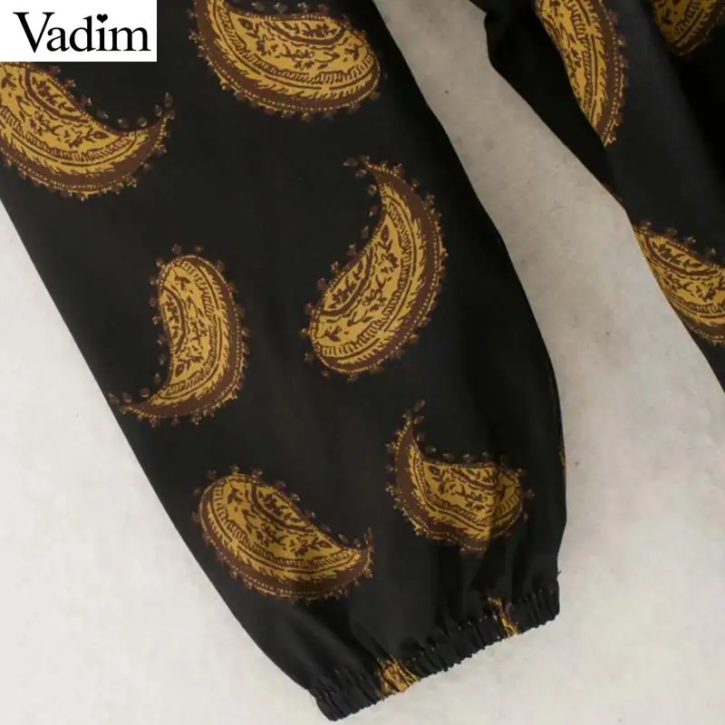 Vadim, женское шикарное платье с принтом пейсли, длинный рукав, боковая молния, эластичная талия, женские повседневные платья до колена, vestidos QD033