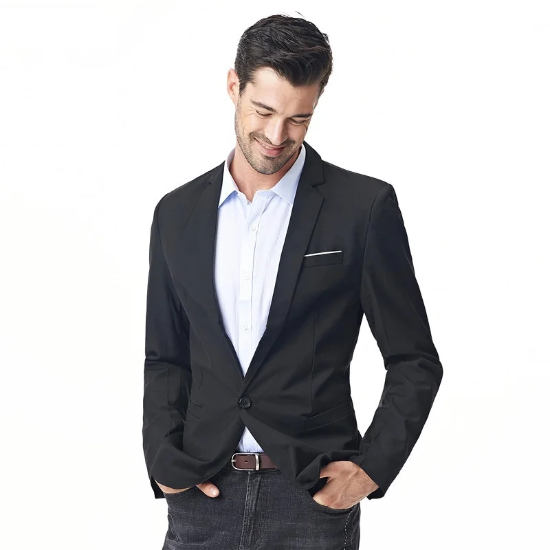 AISMZ New Fashion Blazer Mens Casual Jacket Solid Color Cotton Men Blazer Plus Size Jacket Men Classic Mens Suit Jackets Coats