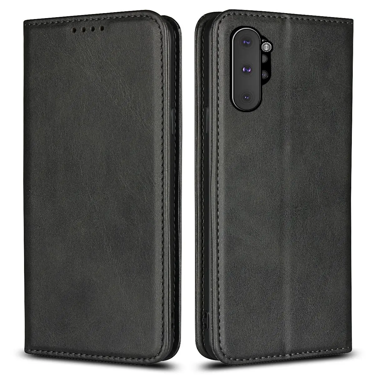 

For Samsung Galaxy Note 10 Note 10 Plus Case PU Leather Folding Stand Anti-Scratch Shockproof Wallet Type Phone Protector Fundas
