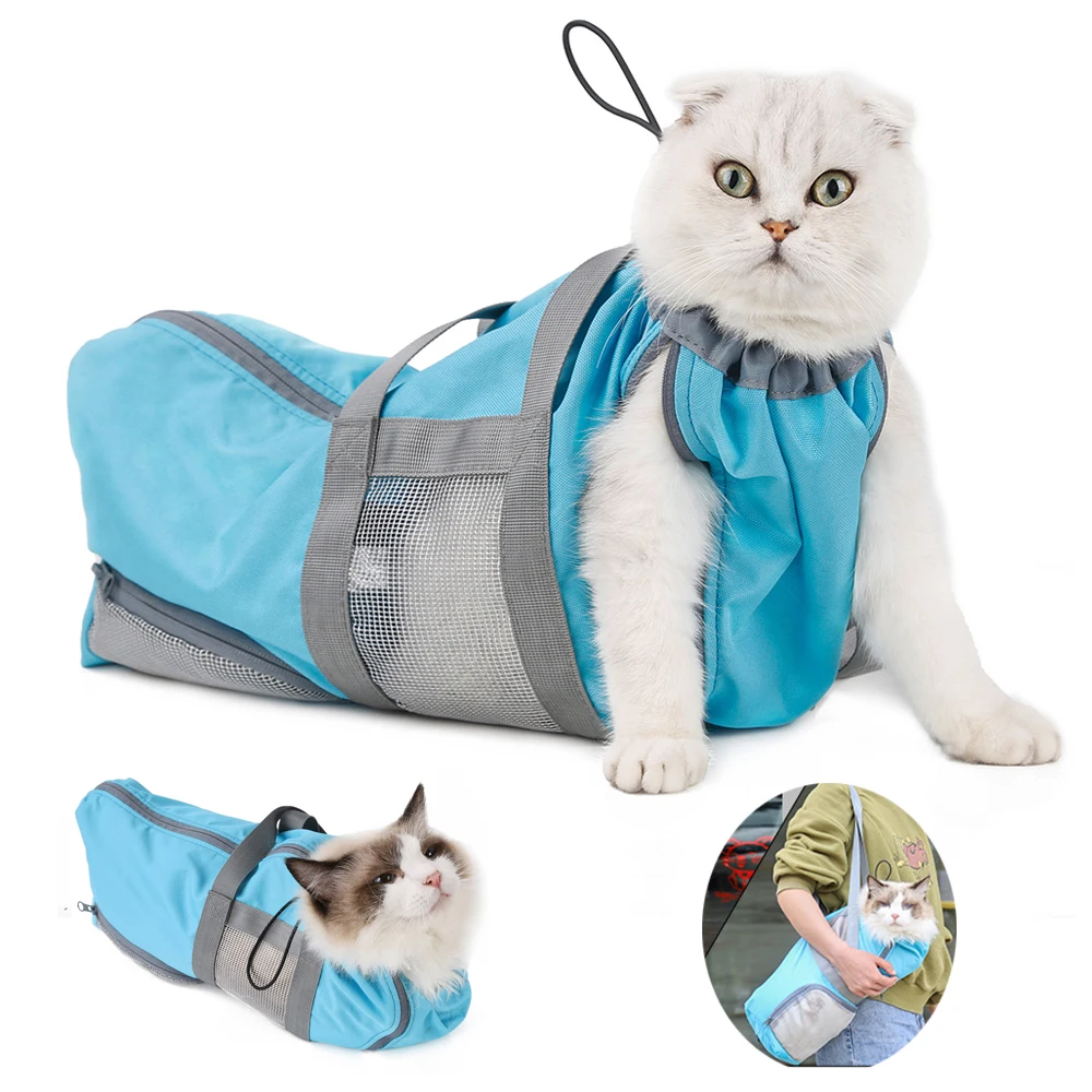 Cat Grooming Bag Mesh Restraint Cat Bag Nail Trimming Pet Hospital