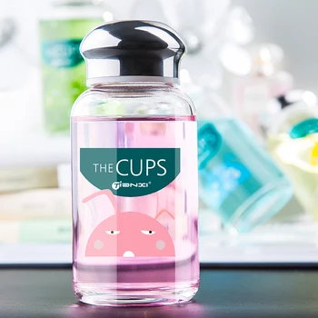 

Cute Glass Water Bottle Reusable Portable Outdoor Sports Leakproof Travel Drinking Containers Lemon Infuser Water Bottles KK60SH