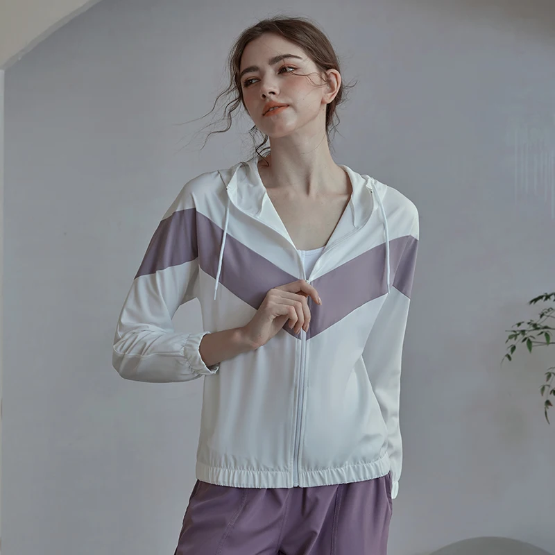 Women Athletic Sport Shirts Loose Fit Long Sleeve Fitness Top Yoga Crop Stand-up Collar Hood Gym Jacket Workout Sweatshirts