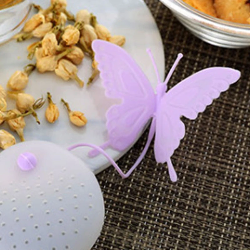 non-toxic Infuser Cute Filter Butterfly Shaped Tea Tea Bag Reusable safe drinking fashionable 19*5*1cm - Цвет: Purple