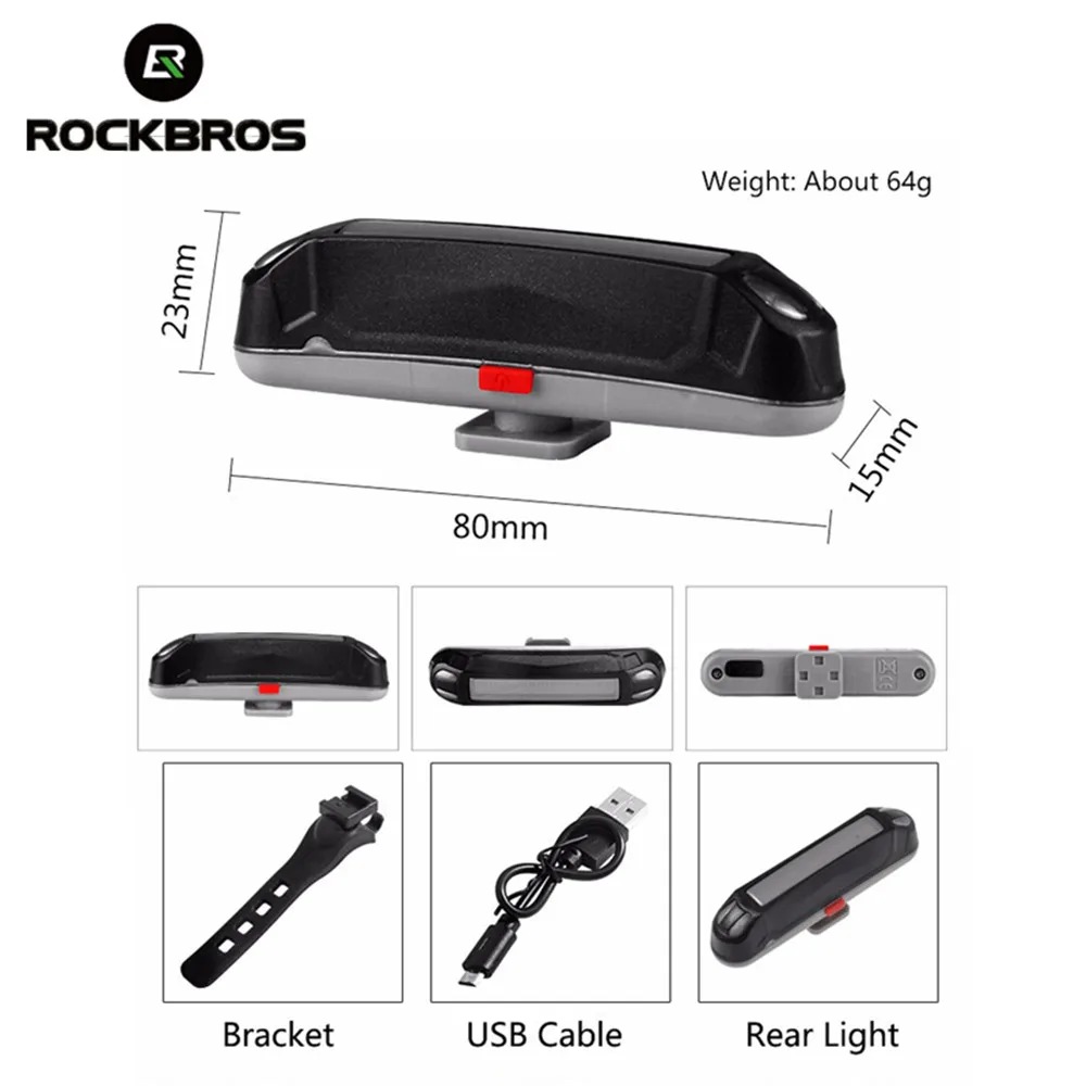 ROCKBROS USB Перезаряжаемые велосипед задний светильник Водонепроницаемый седло MTB велосипед светильник светодиодный Подседельный штырь для горного велосипеда светильник для верховой езды Предупреждение хвост светильник