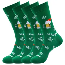 Повседневные деловые носки, 3D рождественские носки с Санта-Клаусом и оленем, средние спортивные носки с принтом