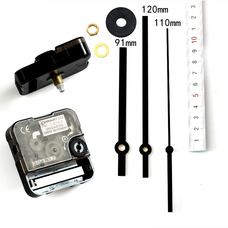 Ostar F333 Quartz Clock Movement Silent Wall Design Bedroom Digit Vinyl Accessory with 1# Black Hands and Nuts Diy Kits