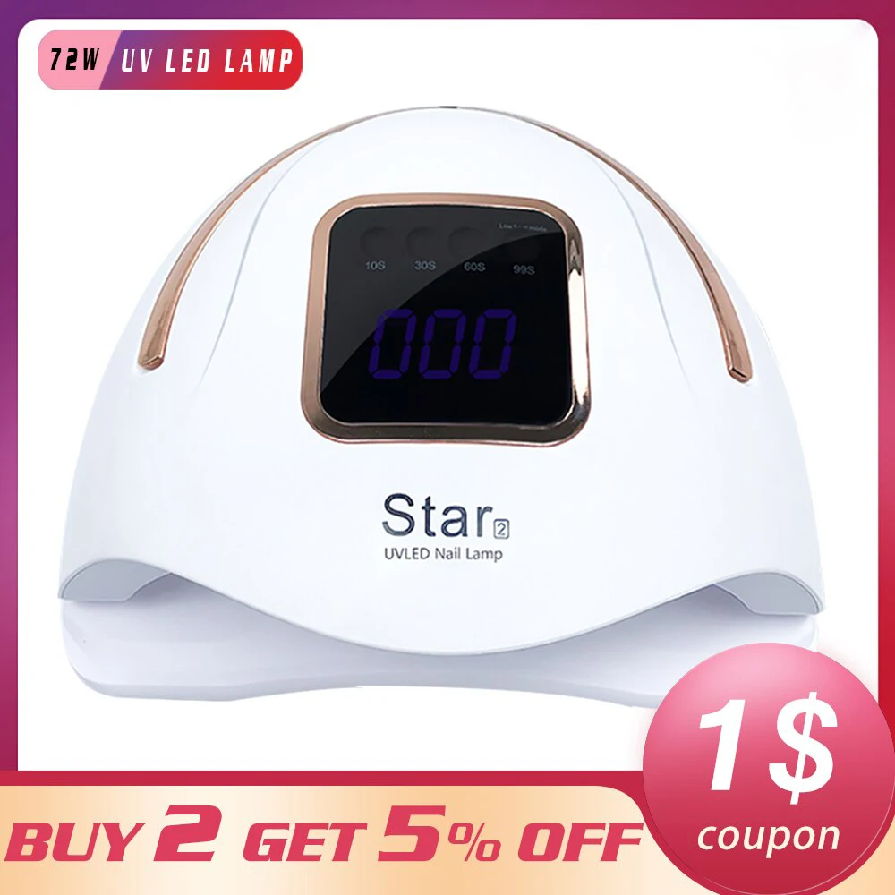 

Star2 72W UV Lamp for Manicure Led Hybrid Nails Dryer Ice Lamp Gel Curing UV Light for Gel Nails Regular Polish Dryerking