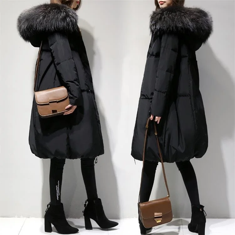 

2019 New Winter Clothing Middle-long Section Maternity Coat Women's Large Artificial Fur Collar Down Cotton Jacket Plus Size