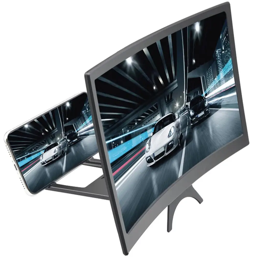 12inch New Mobile Phone Curved Screen Amplifier HD 3D Video Mobile Phone Magnifying Glass Stand Bracket Phone Foldable Holder