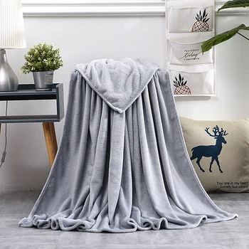 

Flannel Fleece Throw Blankets Towel Sofa Bed Mat Travel Cover Four Seasons Warm Fluffy Soft Solid Color Air-conditioning Blanket