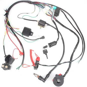 

Complete Wiring Harness Loom Solenoid Coil Rectifier CDI 50cc 70cc 110cc 4 Stroke ATV Quad Buggy Dirt Pit Bike Chinese Parts