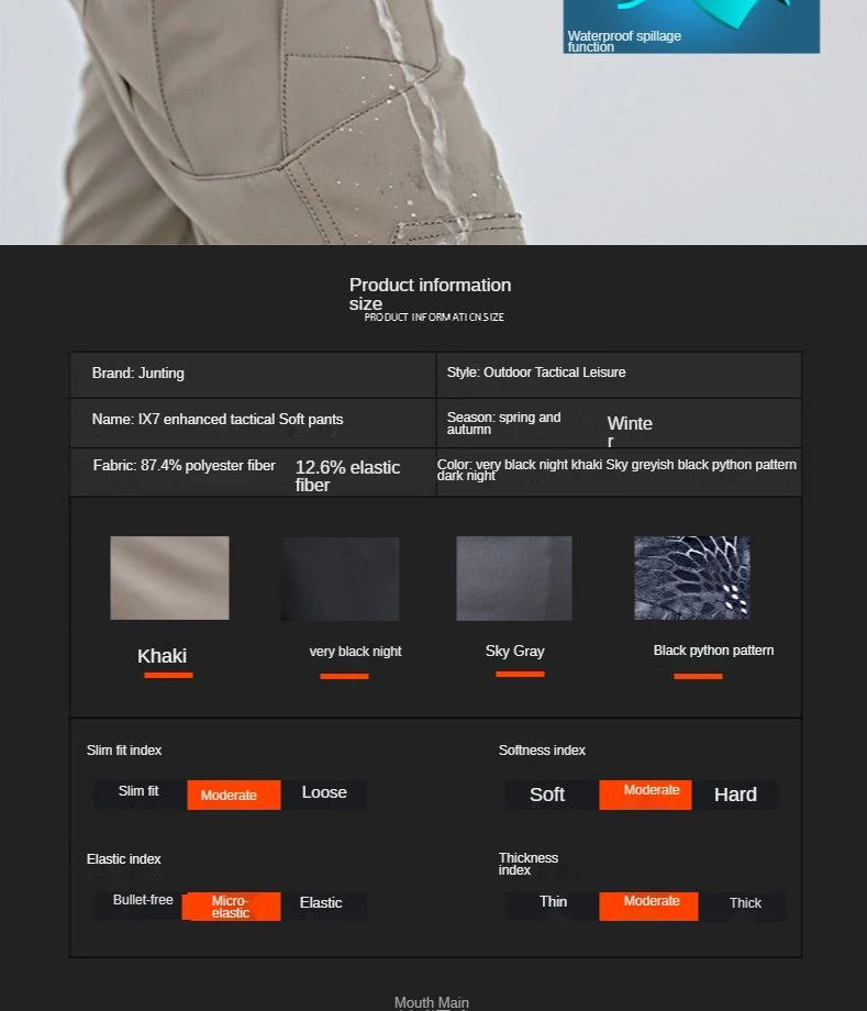 Tactical pants men's elastic spring and summer quick-drying pants windproof and waterproof camouflage overalls loose large size