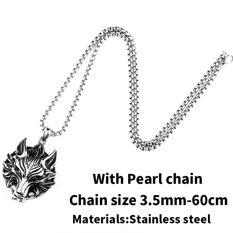 steel Beier 316L stainless steel Viking Wolf Amulet Men's Pendant Necklace Punk Animals Navis High Quality Jewelry LLLHP091P - Окраска металла: steel