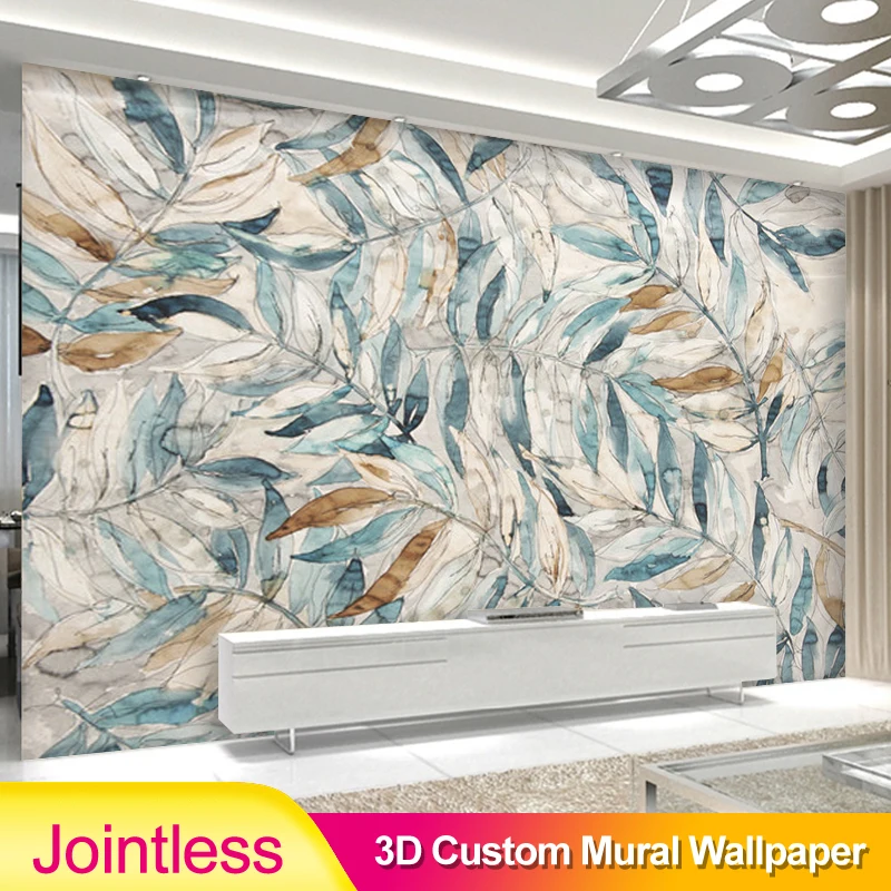 Jointless Custom Photo Wallpaper Modern Retro Hand-Painted Leaves Backdrop Living Room TV Sofa Background Home Decor Wall Paper |