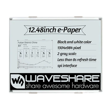 

Waveshare 12.48Inch E-Ink Raw Display, 1304x984 Resolution,Black/White Dual-Color, SPI Interface, Without PCB