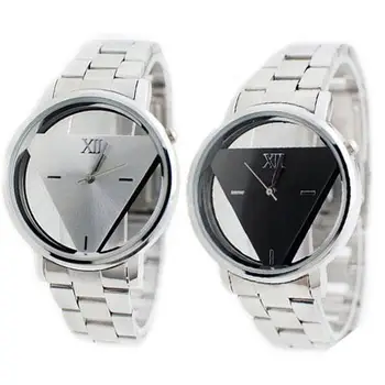 

Men Women Fashion Silver Color Stainless Steel Triangle Dial Quartz Wrist Watch saati reloj mujer women Watch Ladies Wrist Watch