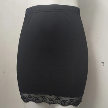 

Milk Silk Skirt Elegant Hip Skirt Summer Solid High Waist Patchwork Lace Skirt Wome Casual Pencil Plain OL Skirts Ropa Mujer