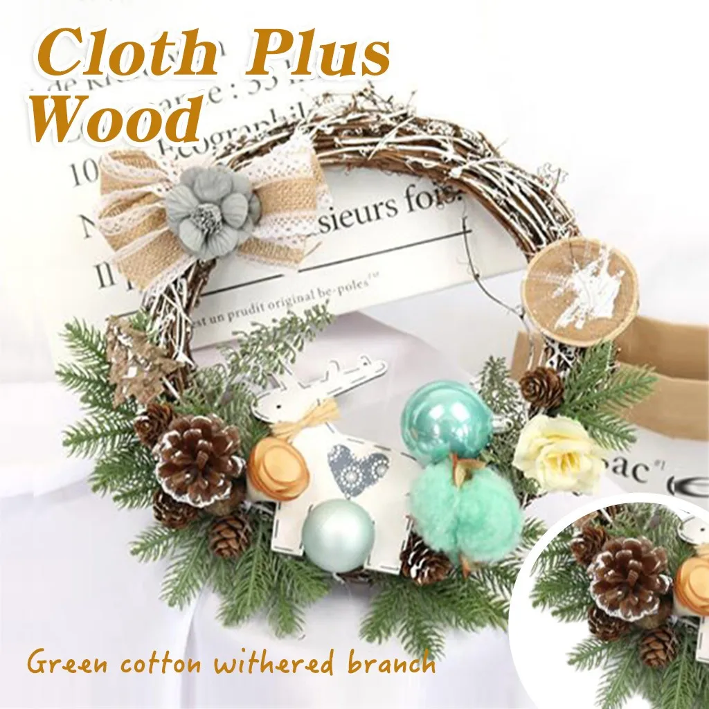2PC Round Shape Autumn Maple Leaf Berry Artificial Garland Front Door Wreath Xmas Decor Hanging on the door L*5 | Дом и сад