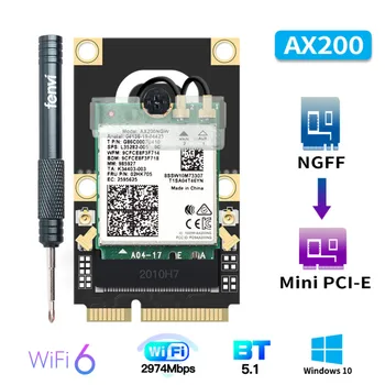 Billige 50 Stücke Mini PCI-E Wi-Fi6 Adapter Wireless 2974Mbps Bluetooth 5,0 Intel AX200 Wifi Karte AX200NGW 802,11 Ax/ac 160Mhz 2,4G/5G