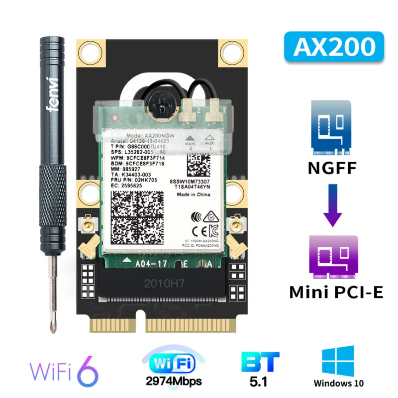 Mini PCI E Wi Fi 6 адаптер беспроводной 2974 Мбит/с Bluetooth 5 0 Intel AX200 карта AX200NGW 802.11ax/ac 160 МГц 2
