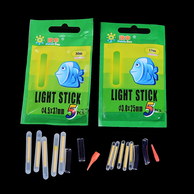 

50Pcs Fishing Float Fluorescent Lightstick Light Night Float Rod Lights Dark Glow Stick Useful Lots Fishing 4.5*37/3.0X25MM