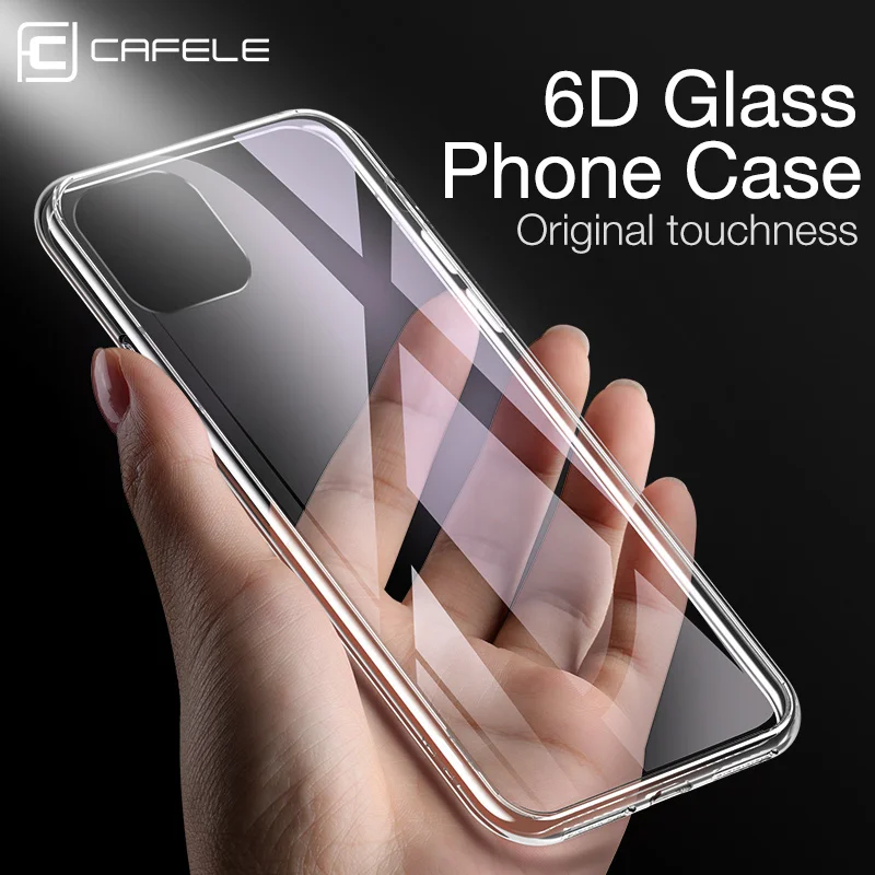CAFELE Mobile Phone Case for iPhone 11 Pro MAX Cover Ultra Thin Transparent TPU Edge Tempered Glass Back Cover for iPhone 11