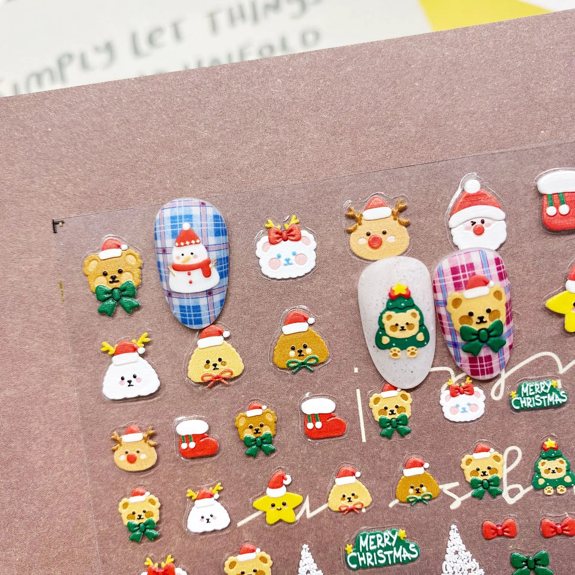 Наклейка для дизайна ногтей самоклеящаяся рельефная Рождественская наклейка с