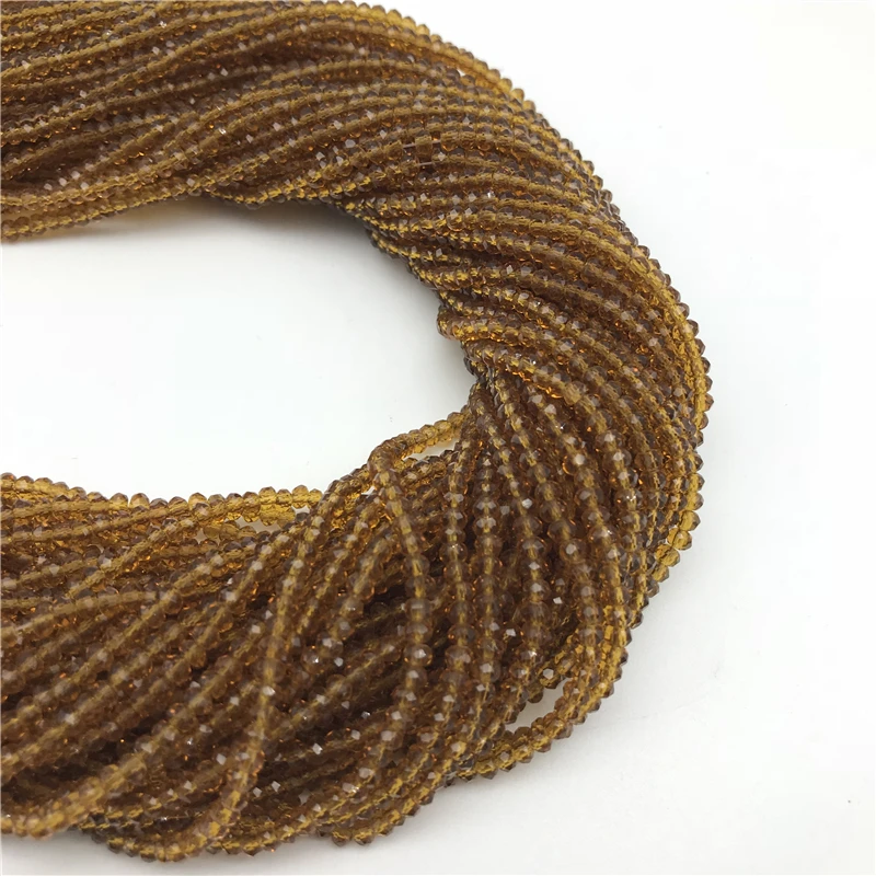 190 Pcs /strand Colorful 2x3mm Crystal Rondell Faceted Glass Beads Small Beads Sead Beads for Jewelry Making Diy - Цвет: smokey topaz