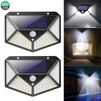 

Promotion! 2 Pack 100 LEDs Intelligent Solar Water-Resistant High Brightness Outdoor Human Body Sensor Wall Lamp