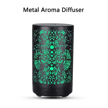 

Metal Aroma Essential Oil Diffuser Ultrasonic Diffuser with Colorful LED Night Aroma Lamp Diffuser for Room Home Bedroom 100ml