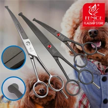 Fenice-Tijeras profesionales de corte para perros, 4,5 pulgadas, punta redonda de seguridad, tijeras de aseo curvadas para cara, oreja, nariz