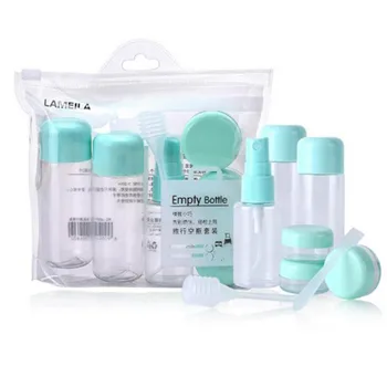 

8PCS/Set Travel Bottle With Spray Bottle Empty Cosmetic Container Refillable Essential Oil Plastic Jar Atomizer Cream Jar