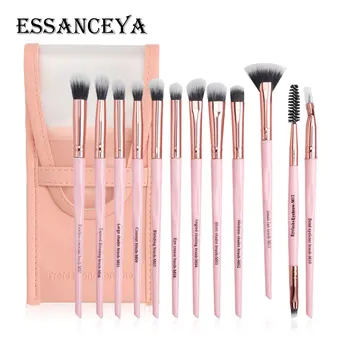 

ESSANCEYA 12 Pcs Makeup Brushes Set Eyelash Eyebrow Eyeshadow Blending Brush Cosmetics Make Up Brushes Tools With Leather Case