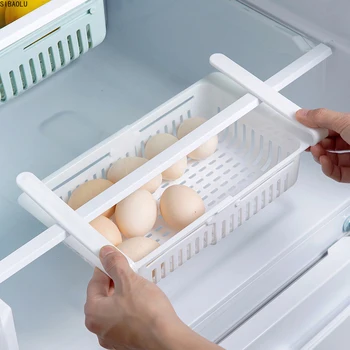 

Kitchen Refrigerator Storage Rack Adjustable Telescopic Refrigerator Drawer Storage Box Multi-Function Accessories Save Space