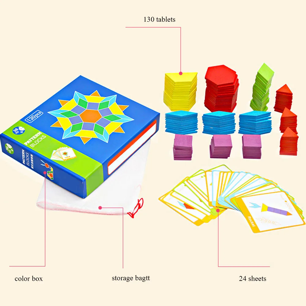 Детские деревянные головоломки Tangram доска набор красочные детские Монтессори развивающие Интеллектуальные развивающие игрушки с карточками сумка