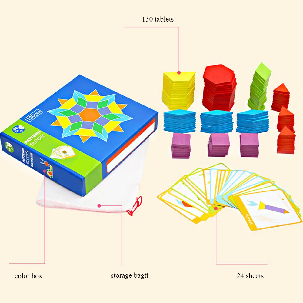 Детские Монтессори детские деревянные Танграм головоломки доска набор обучающая красочная интеллектуальное развитие игрушки с карты